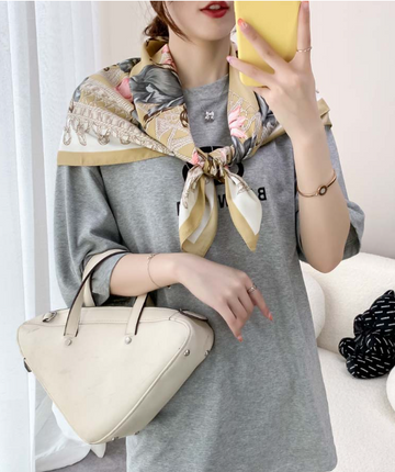 Horse Printed Silky Bandana Scarf for Women, 70*70cm